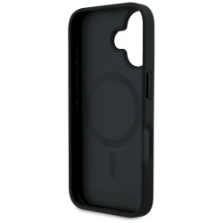 Karl Lagerfeld Grained Pattern & Logo MagSafe Case for iPhone 16 / black