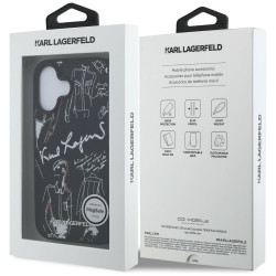 Karl Lagerfeld Grained Pattern & Logo MagSafe Case for iPhone 16 / black