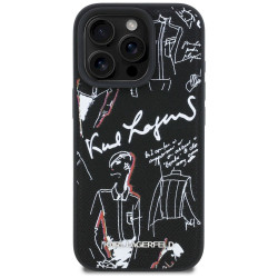Karl Lagerfeld Grained Pattern & Logo MagSafe Case for iPhone 16 Pro / black