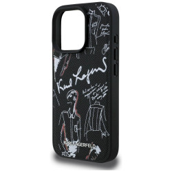 Karl Lagerfeld Grained Pattern & Logo MagSafe Case for iPhone 16 Pro / black