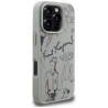 Karl Lagerfeld Grained Pattern & Logo MagSafe Case for iPhone 16 Pro Max / grey