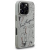 Karl Lagerfeld Grained Pattern & Logo MagSafe Case for iPhone 16 Pro / grey