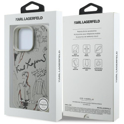 Karl Lagerfeld Grained Pattern & Logo MagSafe Case for iPhone 16 Pro / grey