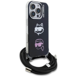 Karl Lagerfeld IML Crossbody Karl&Choupette Head Case for iPhone 16 Pro Max / black