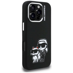 Case Karl Lagerfeld Silicone Karl&Choupette Sketch MagSafe for iPhone 16 Pro / black