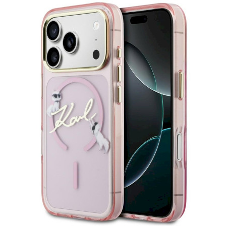 Karl Lagerfeld IML Choupettes Karl Script Logo MagSafe Case for iPhone 17 Pro / pink