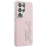 Karl Lagerfeld Grained Signature Metal Resin Logo Case for Samsung Galaxy S26 Ultra / pink