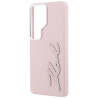 Karl Lagerfeld Grained Signature Metal Resin Logo Case for Samsung Galaxy S26 Ultra / pink