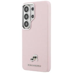 Karl Lagerfeld Saffiano KC Metal Logo MagSafe Case for Samsung Galaxy S26 Ultra / pink
