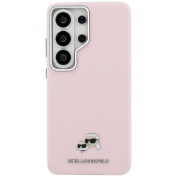 Karl Lagerfeld Saffiano KC Metal Logo MagSafe Case for Samsung Galaxy S26 Ultra / pink