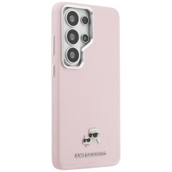 Karl Lagerfeld Saffiano KC Metal Logo MagSafe Case for Samsung Galaxy S26 Ultra / pink