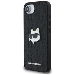 Karl Lagerfeld Monogram Choupette Head Pin Case for iPhone 16e/17e / black