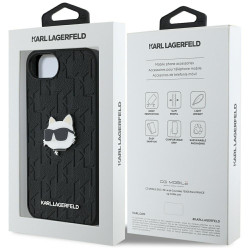 Karl Lagerfeld Monogram Choupette Head Pin Case for iPhone 16e/17e / black