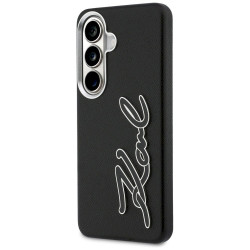 Karl Lagerfeld Grained Signature Metal Resin Logo Case for Samsung Galaxy S26 / black