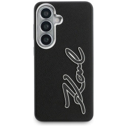 Karl Lagerfeld Grained Signature Metal Resin Logo Case for Samsung Galaxy S26 / black