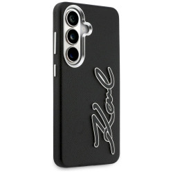 Karl Lagerfeld Grained Signature Metal Resin Logo Case for Samsung Galaxy S26 / black