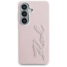 Karl Lagerfeld Grained Signature Metal Resin Logo Case for Samsung Galaxy S26 / pink