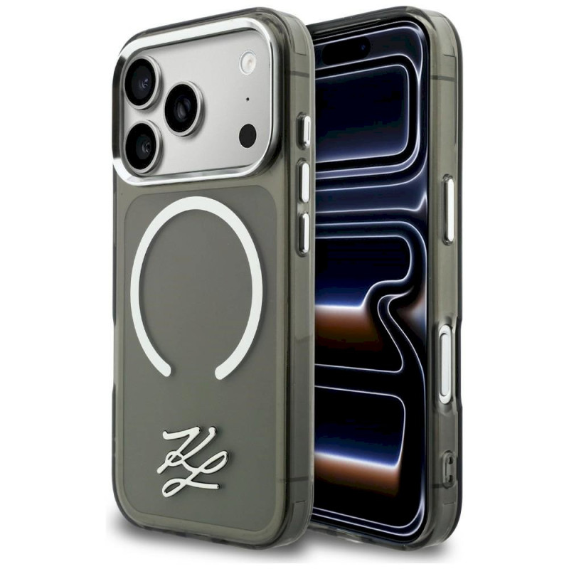 Karl Lagerfeld IML KL Script Logo MagSafe Case for iPhone 17 Pro / black