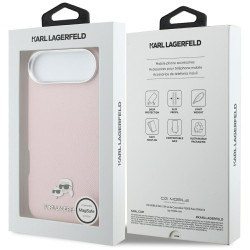 Karl Lagerfeld Karl & Choupette Head Pins Saffiano MagSafe for iPhone Air / pink
