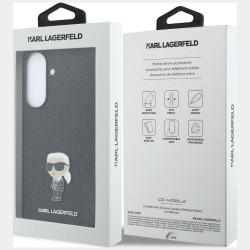 Karl Lagerfeld Fixed Glitter Ikonik Logo Metal Pin Case for Samsung Galaxy A57 5G / black