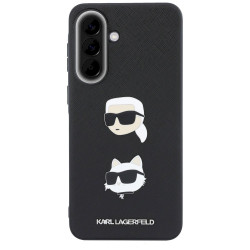 Case Karl Lagerfeld w/ Karl&Choupette Heads Pins&Logo for Samsung Galaxy A37 5G / black