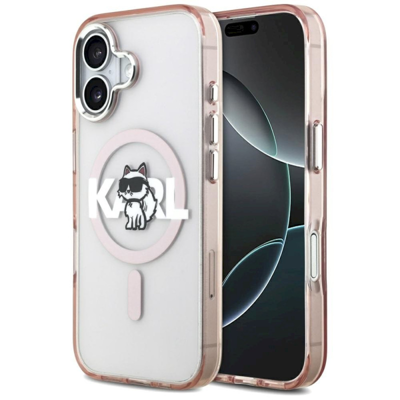 Karl Lagerfeld IML Choupette Sketch Logo MagSafe Case for iPhone 17 / Pink