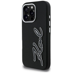 Case Karl Lagerfeld FW Grained Signature Logo for iPhone 16 Pro / black