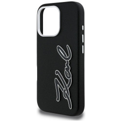 Case Karl Lagerfeld FW Grained Signature Logo for iPhone 16 Pro / black