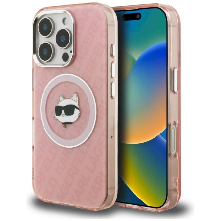 Case Karl Lagerfeld IML Choupette Head Logo MagSafe for iPhone 16 Pro Max / pink
