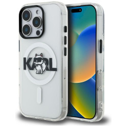 Karl Lagerfeld IML Choupette Sketch Logo MagSafe Case for iPhone 16 Pro / transparent