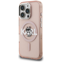 Karl Lagerfeld IML Choupette Sketch Logo MagSafe Case for iPhone 16 Pro / pink