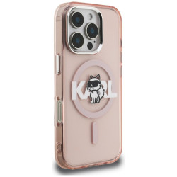 Karl Lagerfeld IML Choupette Sketch Logo MagSafe Case for iPhone 16 Pro / pink