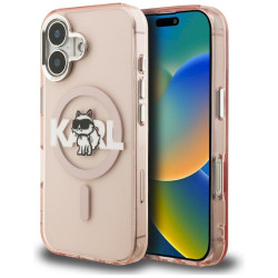 Karl Lagerfeld IML Choupette Sketch Logo MagSafe Case for iPhone 16 / pink