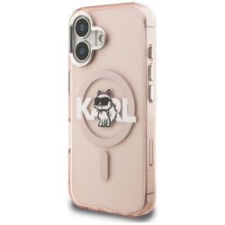 Karl Lagerfeld IML Choupette Sketch Logo MagSafe Case for iPhone 16 / pink