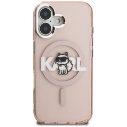 Karl Lagerfeld IML Choupette Sketch Logo MagSafe Case for iPhone 16 / pink