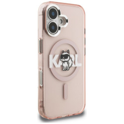 Karl Lagerfeld IML Choupette Sketch Logo MagSafe Case for iPhone 16 / pink