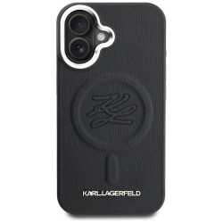 Karl Lagerfeld Initial & Metal Logo MagSafe Case for iPhone 16 / black