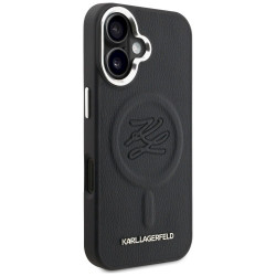 Karl Lagerfeld Initial & Metal Logo MagSafe Case for iPhone 16 / black