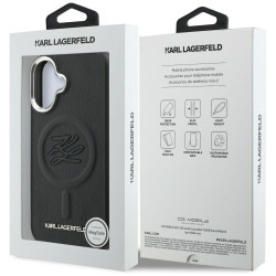 Karl Lagerfeld Initial & Metal Logo MagSafe Case for iPhone 16 / black