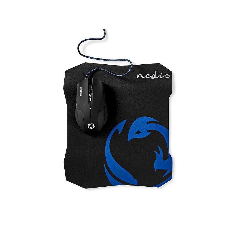 Nedis GMMP100BK Wired Gaming Mouse and Mouse Pad Set 1600DPI / 1,5m