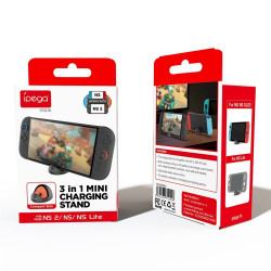 iPega SW2041 Mini Charger Dock for Switch Lite/Nintendo Switch/Nintendo Switch 2 / Black/Red