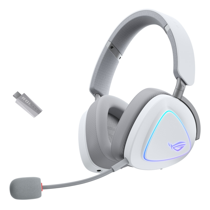 ASUS ROG Delta II Laisvų rankų įranga Vielinis ir Bevielis Su lankeliu Žaidimams C tipo USB Bluetooth Balta