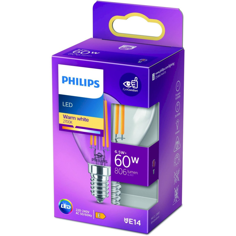 Philips 929002028555 LED classic bulb E14 60W warm white P45