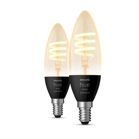 Philips Hue E14 WA 4.6W Filament Candle Bulbs 2-Pack