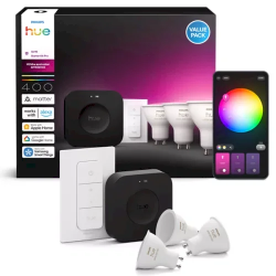Philips Hue Bridge Pro + 3 x GU10 + dimmer switch Smart Lighting Starter Kit