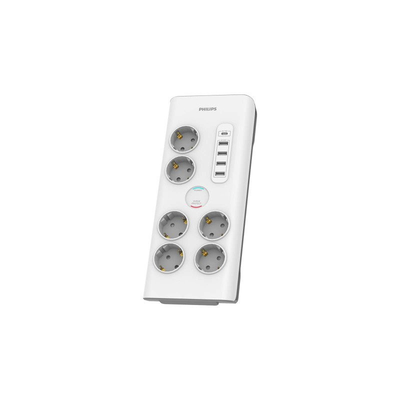 Philips SPN7060WA/58 Anti-surge Power Strip 6 Schuko Sockets + 6xUSB-A + 1xUSB-C 2m 16A