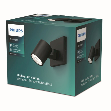 Philips LAMP RUNNER SINGLE SPOT Black Ceiling Spotlight 20W 230V