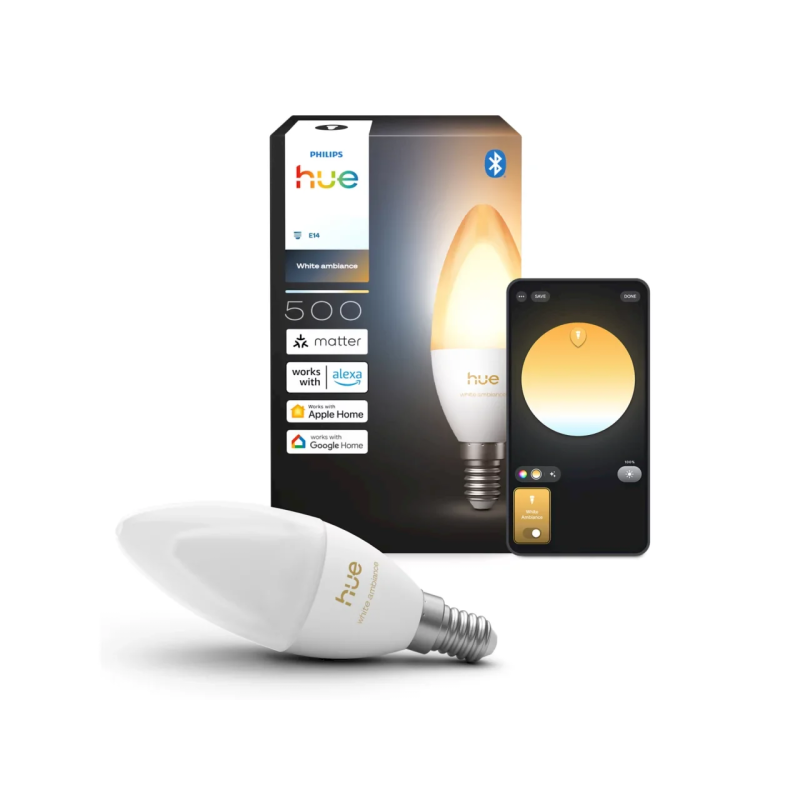 Philips Hue E14 LED Candle Bulb 3.7W White Light (1000-20000K) B39