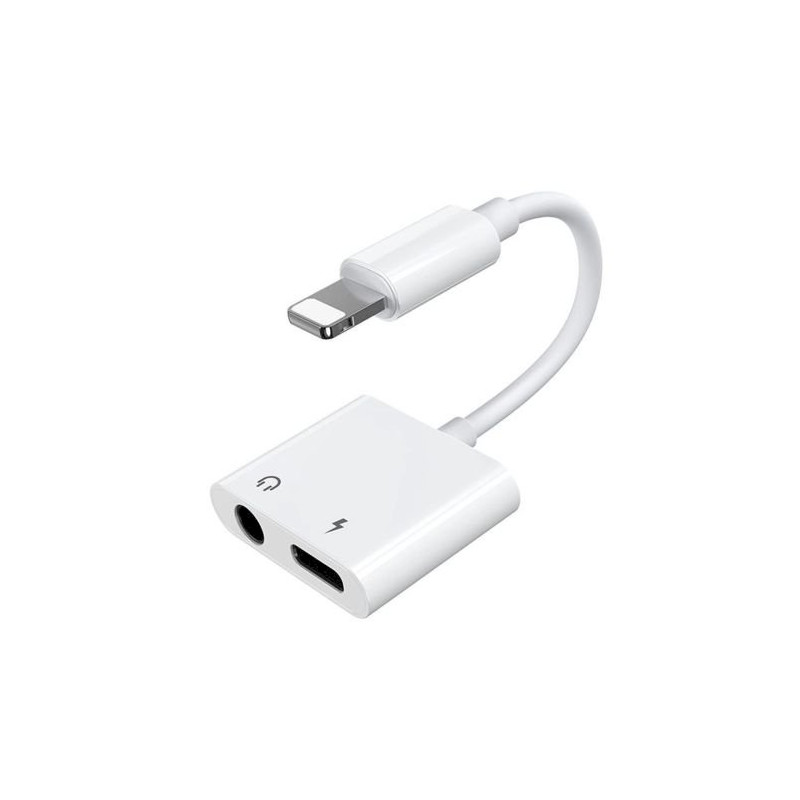 Joyroom S-Y104 Adapter Lightning to Lightning/ 3.5mm Mini Jack, 0.12m / White