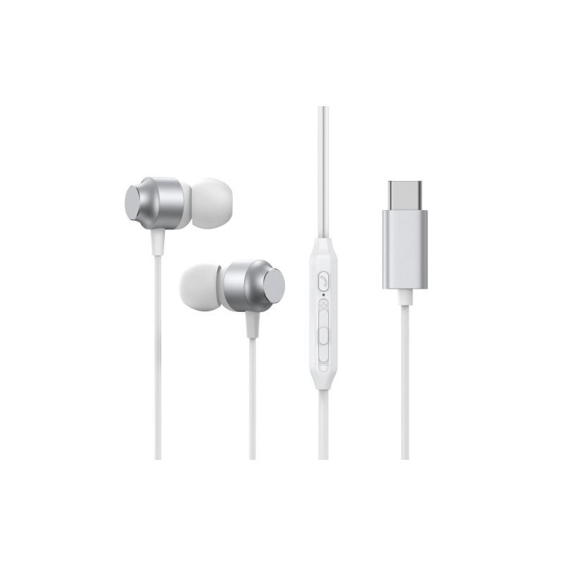 Joyroom Earphone Wired In-Ear Headphones with Remote and Microphone Type-C USB / silver